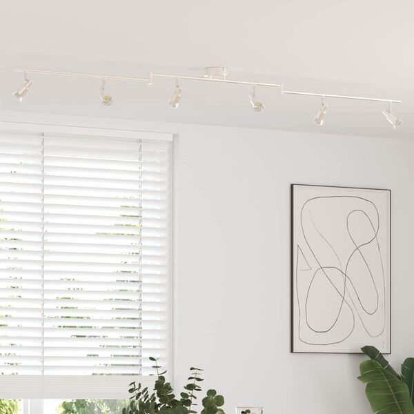 vidaXL Deckenstrahler mit Strahlern Nickel 176,5 x 9,5 x 14 cm Stahl