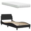 vidaXL Bett mit Matratze Schwarz 90x200 cm Stoff