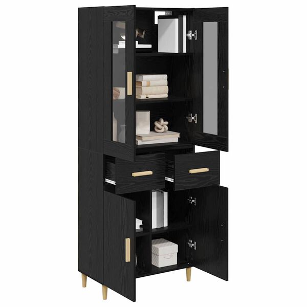 vidaXL Highboard Schwarz Eichen-Optik 69,5 x 34 x 180 cm Holzwerkstoff