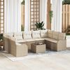 vidaXL Garten-Sofa-Set mit Kissen 10 pcs Beige und Wei&szlig; Poly Rattan