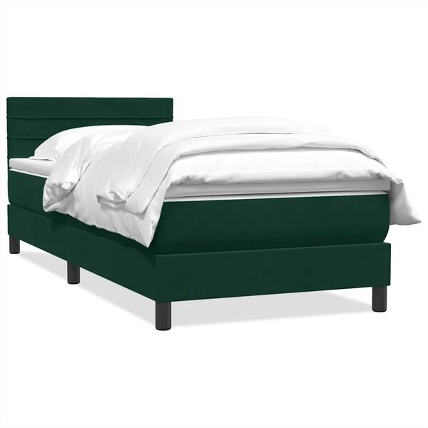 vidaXL Boxspringbett mit Matratze Dunkelgr&uuml;n 90x220 cm Samt
