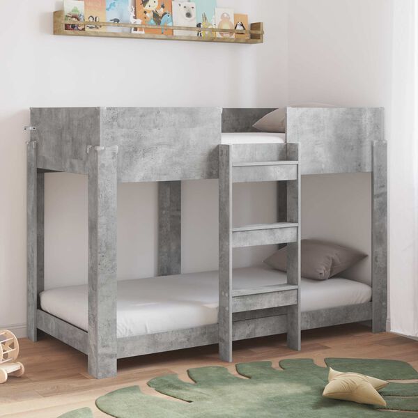 vidaXL Etagenbett f&uuml;r Kinder Beton Grau 80 x 160 cm Holzwerkstoff