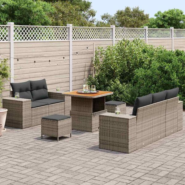 vidaXL Gartensofa-set 8 pcs Grau Poly-Rattan