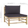 vidaXL 4-tlg. Garten-Lounge-Set mit Dunkelgrauen Kissen Bambus
