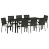 vidaXL Garten Essgruppe mit Kissen 9 pcs Schwarz Poly-Rattan