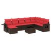 vidaXL 9-teiliges Gartensofa-Set mit Kissen, braun, Polyrattan