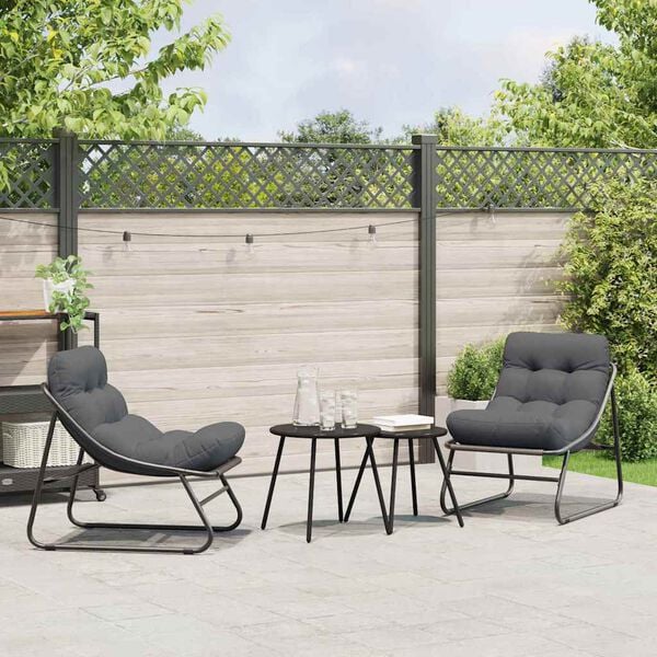 vidaXL gartenm&ouml;bel mit Kissen 2 pcs Schwarz 60,5 x 81 x 71 cm