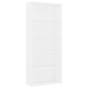 vidaXL B&uuml;cherregal 5 F&auml;cher Wei&szlig; 80x30x189 cm Holzwerkstoff