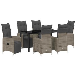 vidaXL Garten Essgruppe mit Kissen 7 pcs Beige Poly-Rattan