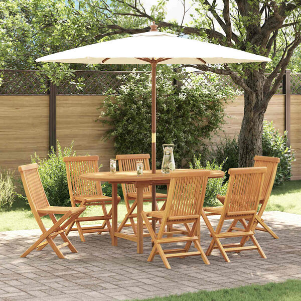 vidaXL Garten Essgruppe 7 pcs Braun Massivholz Teak