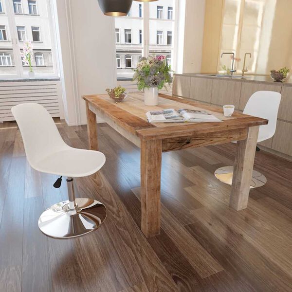 vidaXL Esszimmerst&uuml;hle 2 Stk. Drehbar Wei&szlig; Kunstleder