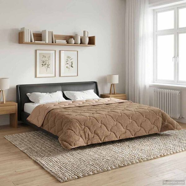 vidaXL Ganzjahresbettdecke Gepolstert Taupe 220 x 260 cm