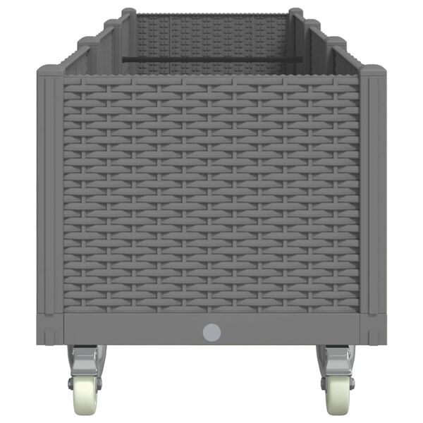 vidaXL Pflanzkasten mit Rollen Hellgrau 240x50x54 cm PP