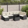 vidaXL Garten-Sofa-Set mit Kissen mit Speicher 9 pcs Schwarz und Creme