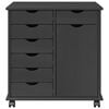 vidaXL Rollschrank Mit Rad Grau 63,5 x 39 x 65,5 cm Massivholz Kiefer