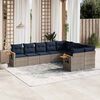 vidaXL 9-tlg. Garten-Sofagarnitur mit Kissen Grau Poly Rattan