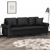 vidaXL 3-Sitzer-Sofa mit Kissen Schwarz 180 cm Kunstleder