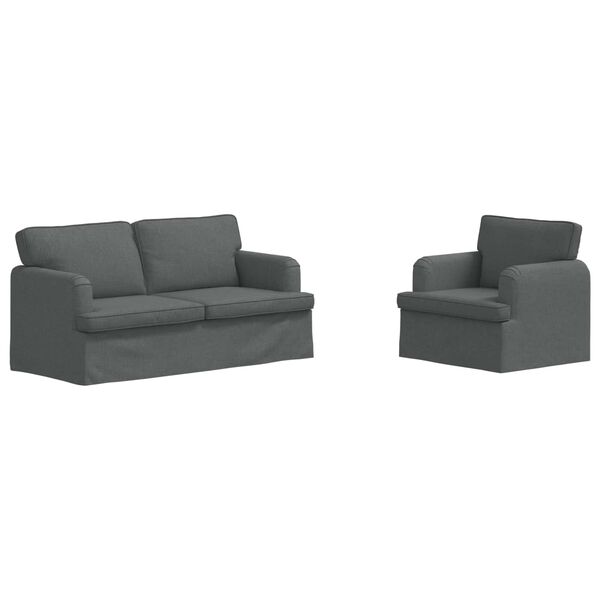 vidaXL Sofa 140cm 2 pcs Dunkelgrau Metall