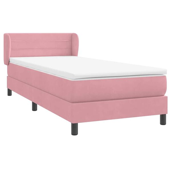 vidaXL Boxspringbett mit Matratze Rosa 90x220 cm Samt