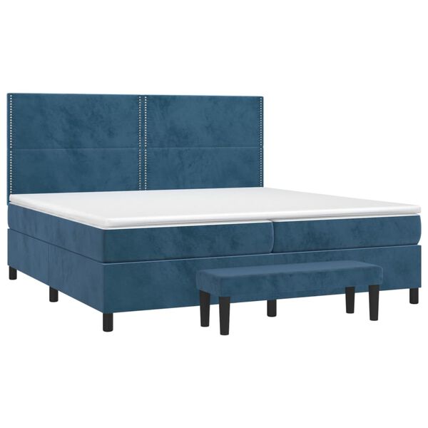 vidaXL Boxspringbett mit Matratze Dunkelblau 200x200 cm Samt