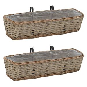 vidaXL Balkon-Blument&ouml;pfe 2 Stk. Weide mit PE-Auskleidung 60 cm