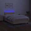 vidaXL Boxspringbett mit Matratze & LED Creme 120x190 cm Stoff