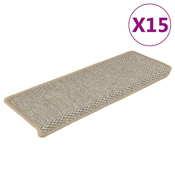 vidaXL Treppenmatten Selbstklebend Sisal-Look 15 Stk 65x21x4 Grün