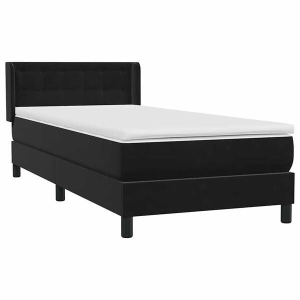vidaXL Boxspringbett mit Matratze Schwarz 90x210 cm Samt