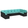vidaXL Gartensofa-set mit Kissen 10 pcs Schwarz Poly-Rattan