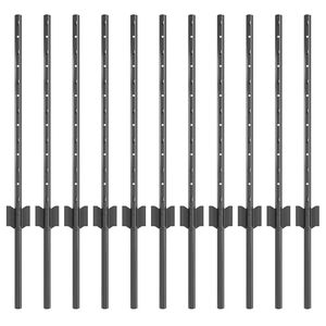 vidaXL Eingebetteter Zaunpfosten 11 pcs Grau 100 cm