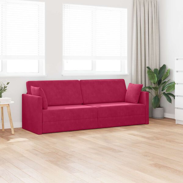 vidaXL Boden-Sofa-Bett 200cm Weinrot Samt