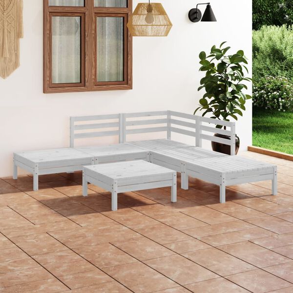 vidaXL 6-tlg. Garten-Lounge-Set Massivholz Kiefer Weiß