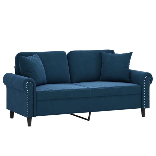 vidaXL 2-Sitzer-Sofa mit Kissen Blau 140 cm Samt