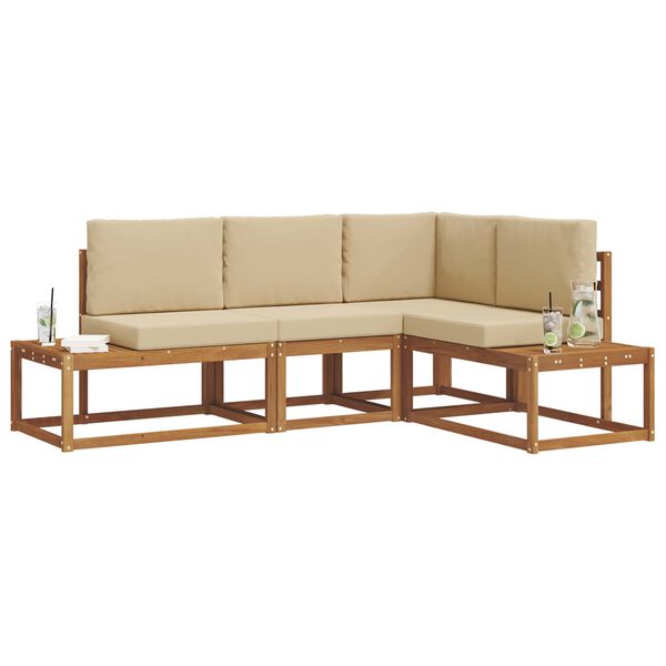 vidaXL Outdoor-Sofagarnitur mit Kissen 4 St&uuml;ck Natur und Beige