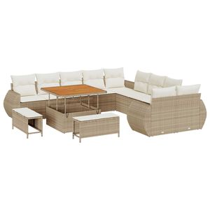 vidaXL Gartensofa-set 13 pcs Beige Poly-Rattan