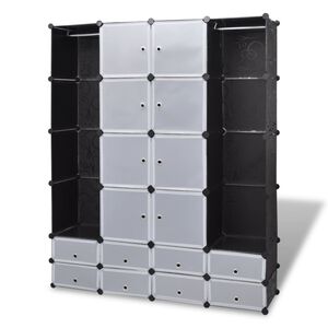 vidaXL Modularer Schrank mit 18 Fächern schwarz/weiß 37x146x180,5cm