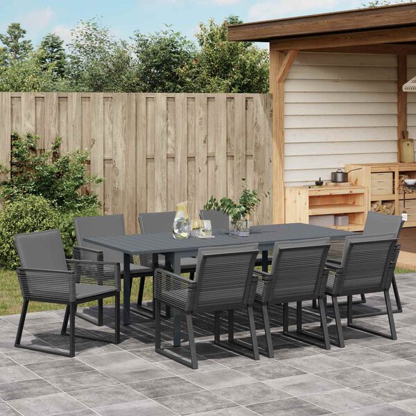 vidaXL Garten Essgruppe 9 pcs Schwarz Poly-Rattan