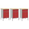 vidaXL Werkbank mit Schubladen 3 pcs Rot und Grau 75 x 45 x 85 cm