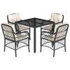 vidaXL 5-tlg. Garten-Essgruppe mit Kissen Schwarz Poly Rattan