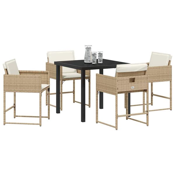 vidaXL Garten Essgruppe 5 pcs Beige Poly-Rattan