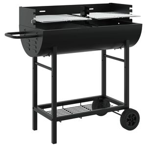 vidaXL Holzkohlegrill Verstellbar Schwarz 96,5 x 42,5 x 88,5 cm