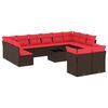 vidaXL 13-teiliges Gartensofa-Set mit Kissen, braun, Polyrattan