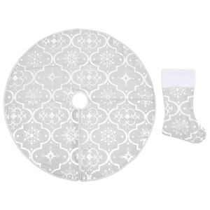 vidaXL Luxus-Weihnachtsbaumdecke mit Socke Wei&szlig; 90 cm Stoff