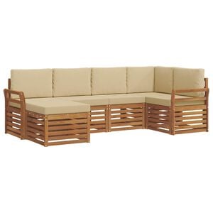 vidaXL Outdoor-Sofagarnitur 6 Stk. Natur und Beige Polyester