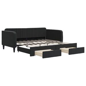 vidaXL Tagesbett Ausziehbar mit Schubladen Schwarz 90x190 cm Samt