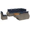 vidaXL 9-teiliges Gartensofa-Set mit Kissen, grau, Polyrattan