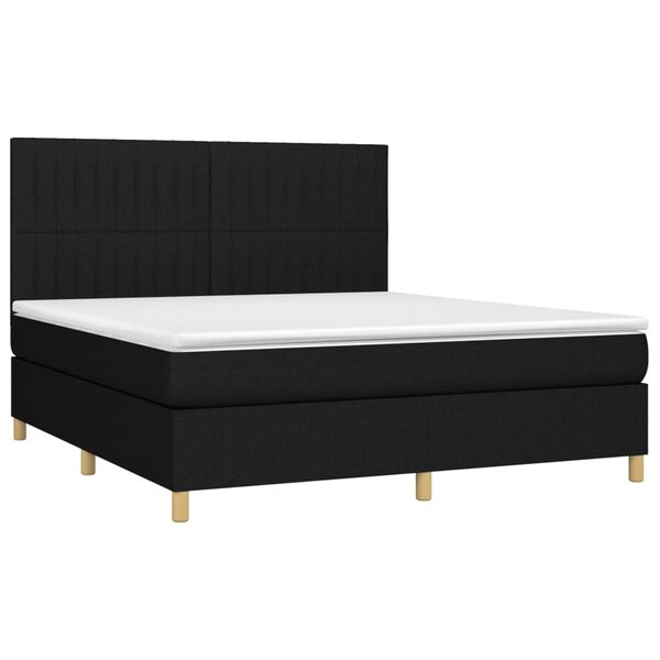 vidaXL Boxspringbett mit Matratze Schwarz 160x200 cm Stoff