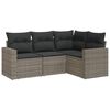 vidaXL 4-tlg. Garten-Sofagarnitur mit Kissen Grau Poly Rattan