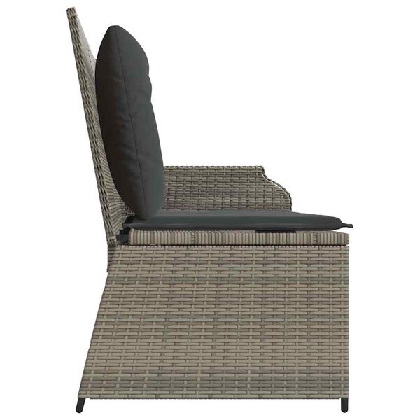 vidaXL Gartenbank mit Kissen Grau Poly Rattan