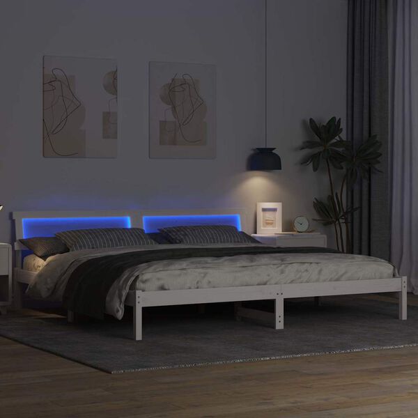 vidaXL Bettrahmen mit Kopfteil Wei&szlig; 180 x 200 cm Massives Kiefernholz